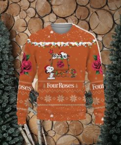 Four Roses Whiskey American Whiskey Beers Merry Christmas Snoopy House Cute Gift 3D Ugly Christmas Sweater Christmas Gift Ideas