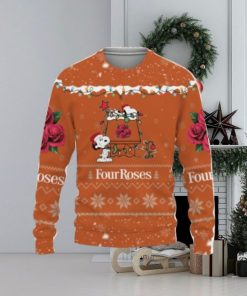 Four Roses Whiskey American Whiskey Beers Merry Christmas Snoopy House Cute Gift 3D Ugly Christmas Sweater