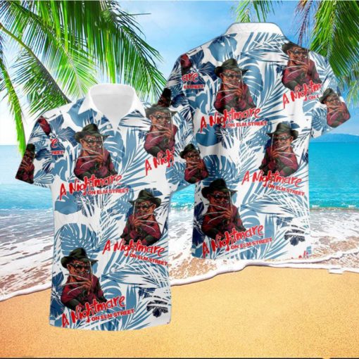 Freddy Krueger Nightmare Tropical Blue Palm Leaves Hawaiian Shirt And Short