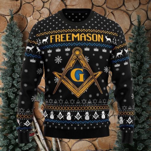 Freemason Christmas Ugly Sweater Long Sleeve Crewneck