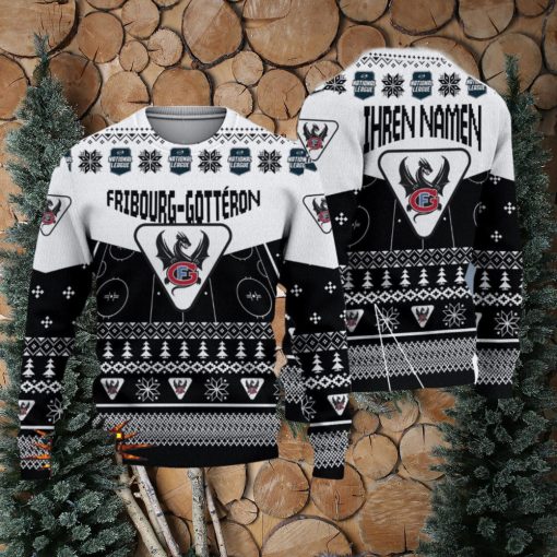 Fribourg Gotteron 3D Ugly Christmas Sweater Christmas Holiday Gift For Men And Women Personalized Name