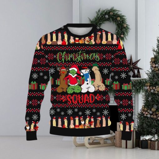 Fun Cocks Merry Christmas Printed Casual Crew Neck Ugly Sweater