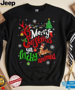 Funny Alone At Home Movies Merry Christmas You Filty Animal Shirt