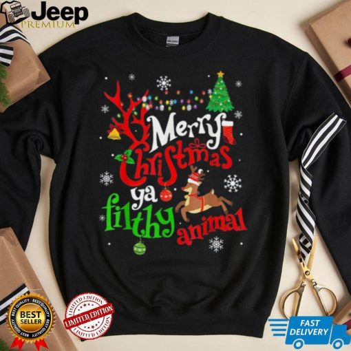 Funny Alone At Home Movies Merry Christmas You Filty Animal Shirt