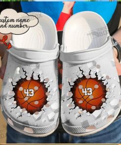 Funny Broken Wall Basketball White Kids Crocs