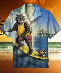 Funny Cat And Mouse Surfing Hawaiian Shirt Thoughtful Personalized Gift For The Whole Family