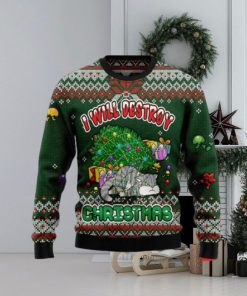 Funny Cat I Will Destroy Christmas Ugly Christmas Sweaters