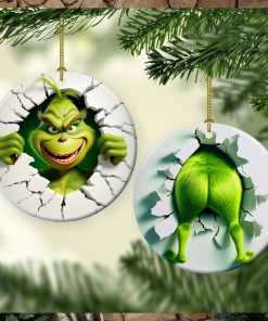 Funny Chrismtas Character Grinch Breaking Ornament