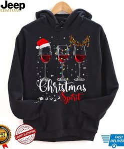 Funny Christmas Spirits Glasses Of Wine Xmas Holidays Party T Shirt