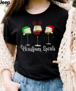 Funny Christmas Spirits Glasses Of Wine Xmas Pajama Pj Women Shirt