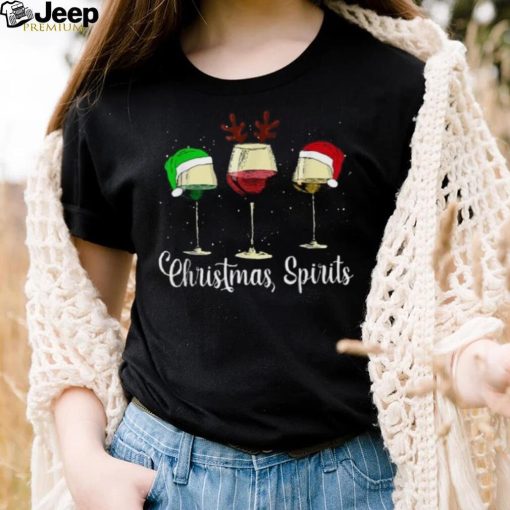 Funny Christmas Spirits Glasses Of Wine Xmas Pajama Pj Women Shirt