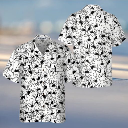 Funny Cow Doodle Pattern Hawaiian Shirt, Cow Shirt For Men & Women, Funny Cow Print Shirt