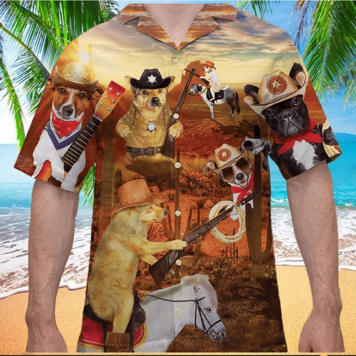 Funny Cowboy Hawaiian Shirt Beach Gift For Dog Lovers