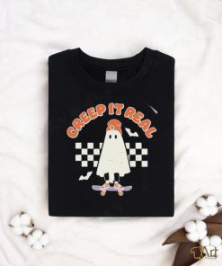 Funny Creep It Real Cute Ghost Skateboard Halloween T Shirt