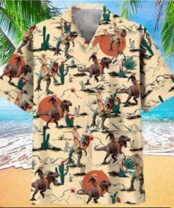 Funny Dinosaur Hawaiian Shirt Tropical Pirate Dino Shirt