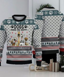 Funny Dogs Make Me Happy Ugly Christmas Sweater Holiday For Men And Women