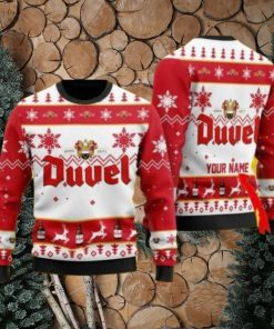 Funny Duvel Beer Personalized Name Ugly Knitted Sweater Christmas Gift