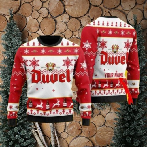 Funny Duvel Beer Personalized Name Ugly Knitted Sweater Christmas Gift