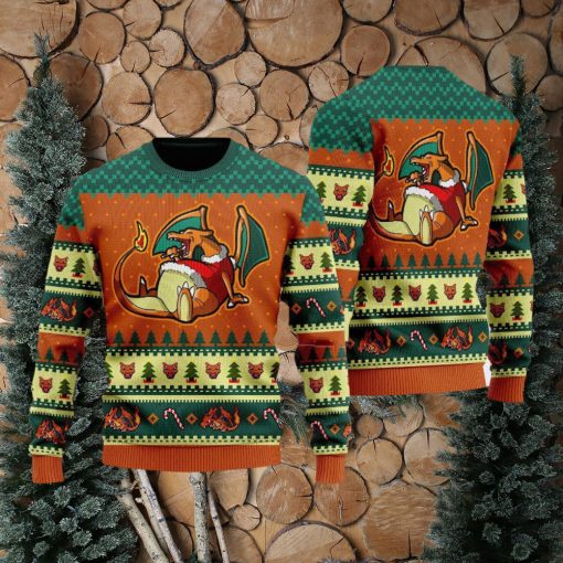 Funny Eating Candy Cane Ugly Christmas Sweater Gragon Pocket Gift For Men Women Dragon