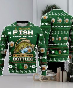 Funny Fish And Beer Christmas Unisex Ugly Sweater
