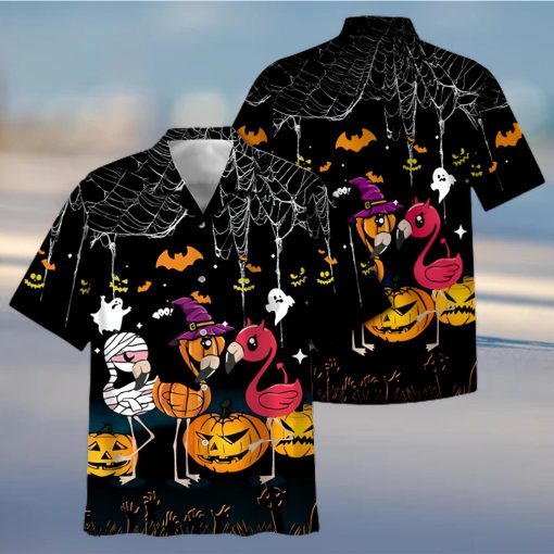 Funny Flamingo Chibi Happy Halloween Hawaiian Shirt