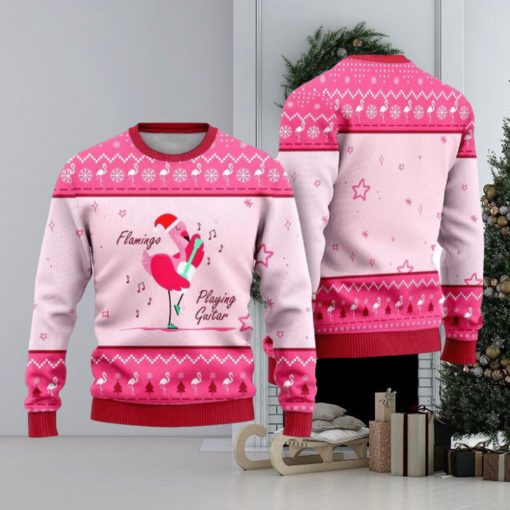 Funny Flamingo Playing Guitar Ugly Christmas Sweater Funny Gift For Men And Women Family Holidays