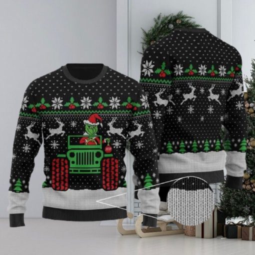 Funny Grinch Drive Jeep Grinch Ugly Christmas Sweater Holiday For Men And Women