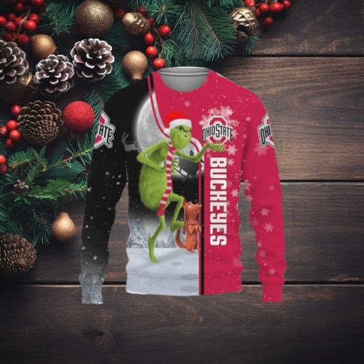 Funny Grinch For Christmas Holiday 2023 With Ohio State Buckeyes Ugly Sweater