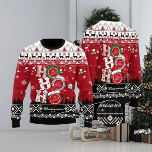 Funny Hohoho Budweiser Beer Ugly Christmas Sweater