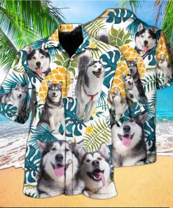 Funny Husky Tropical Leaf Hawaiian Shirt Beach Gift For Dog Lovers