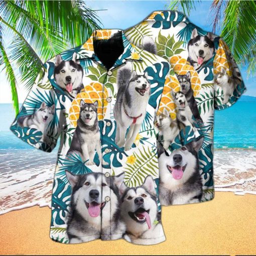 Funny Husky Tropical Leaf Hawaiian Shirt Beach Gift For Dog Lovers