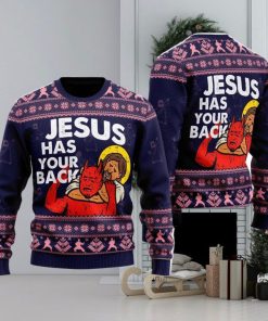 Funny Jesus Has Your Back Ugly Christmas Sweater For Men And Women