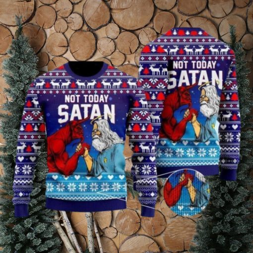 Funny Jesus Not Today Satan Ugly Christmas Sweater Gifts For Christian Families