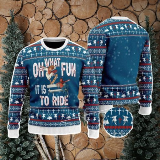 Funny Jesus Ride Skateboarding With Satan Christmas Unisex Ugly Sweater