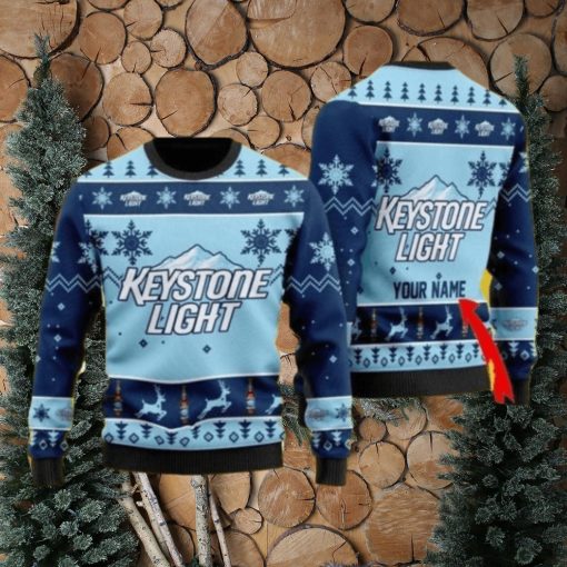 Funny Keystone Light Personalized Name Ugly Knitted Sweater Christmas Gift