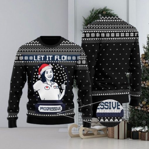 Funny Let It Flo From Progressive Christmas Sweater Black Gift For Men And Women