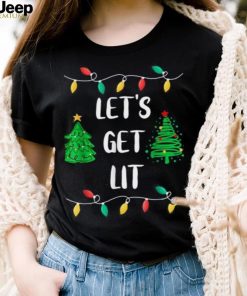 Funny Let's Get Lit Christmas Lights Tree Funny Xmas Gifts Shirt