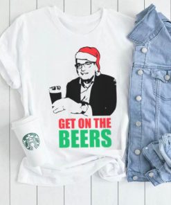 Funny Meme Humorous Dan Andrews Get On The Beers Christmas Santa shirt