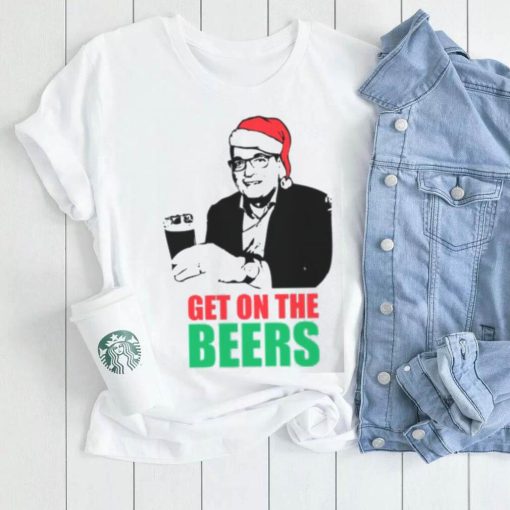 Funny Meme Humorous Dan Andrews Get On The Beers Christmas Santa shirt