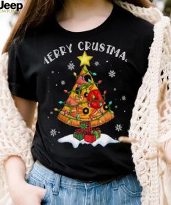 Funny Merry Crustmas Pizza Christmas Tree Lights Food Lovers Shirt