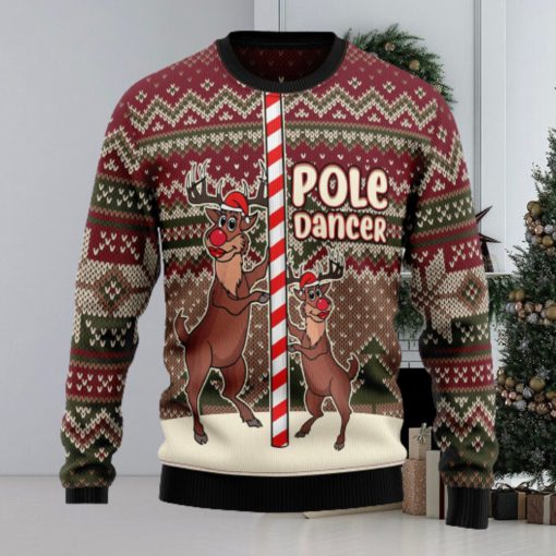 Funny Pole Dancer Reindeer Ugly Christmas Sweater Thankgiving Gift Men Women