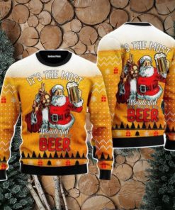 Funny Santa Drink Beer With Jesus Christmas Unisex Ugly Sweater