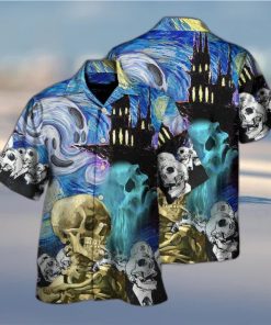 Funny Skull Smoke Scream Starry Night Boo Halloween Gift Hawaiian Shirt