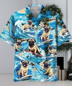 Funny Surfing Pug Hawaiian Shirt