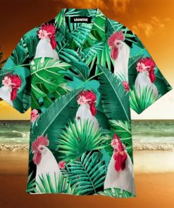 Funny Tropical White Rooster Custom Photo Hawaiian Shirt for Men Women