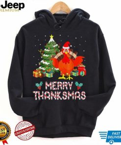 Funny Turkey Santa Merry Thanksmas Christmas Thanksgiving Shirt