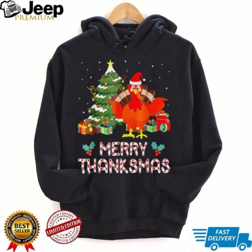 Funny Turkey Santa Merry Thanksmas Christmas Thanksgiving Shirt