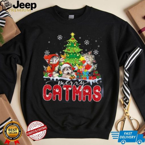 Funny Ugly Christmas Catmas Kitten Owners Santa Hat Shirt