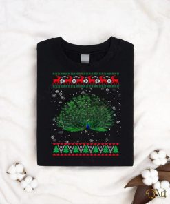 Funny Ugly Sweater Xmas Animals Christmas Peacock Lover T Shirt, Plus Size Christmas T Shirts Ladies