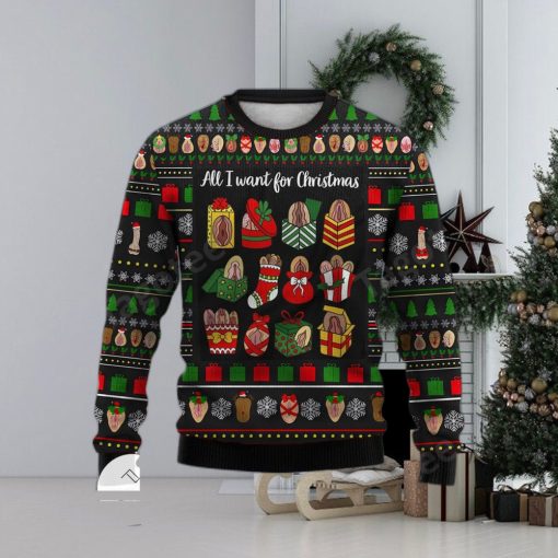 Funny Vagina All I Want For Christmas Ugly Christmas Sweater